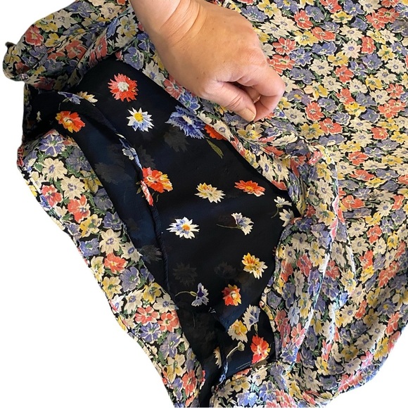 Reversable Floral Black Blouse Flowy Oversized fit  , Boho Western Cadual Chic - Picture 5 of 9